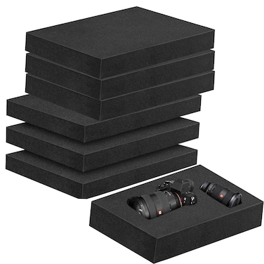 6 Pcs 16 x 12 x 1.5 Inches Polyurethane Foam - Packing Foam Inserts for Cases Black Craft Foam Sheets for Packing Padding 1.5 Inch Thick for Camera Toolbox Storage