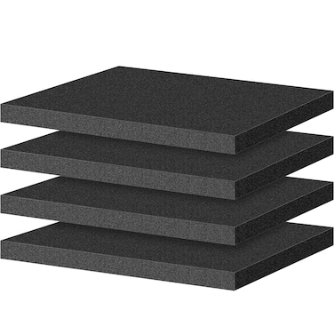 ToLanbbt Polyurethane Foam Sheets, 4P 16 x 12 x 1 Inch Cuttable Tool Box Case Foam Inserts Paddings, Black Cushion Foam Packing Pads for Case Toolbox Game Box Craft Camera Storage