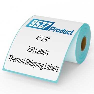 9527 Product 4" x 6" Thermal Labels for Zebra Rollo Direct Thermal Printers, 1 Roll 250 Labels Blank Direct Thermal Shipping Labels