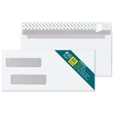 #10 Double Window Security Envelopes Self Seal - 80/Pack - for Quickbooks Invoices and Business Statements - Security Tinted Envelopes - 24 lb / 90 gsm Paper - 4 1/8&quot; x 9 1/2&quot; Size - White Color