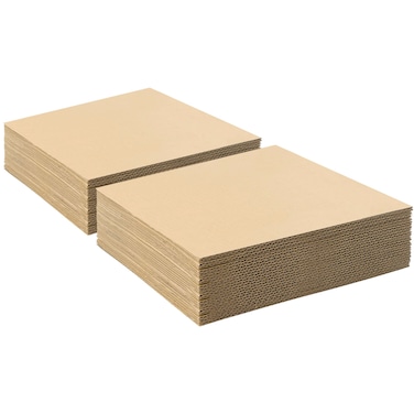 Golden State Art, 50 Pack 8x8 Corrugated Cardboard Sheets Cardboard Inserts Flat Cardboard Layer Pads for Packing, Mailing or Art Crafts (1/8" Thick, One-Side White)