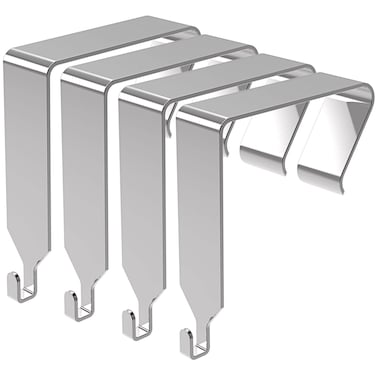 KOPKIO 4 Pcs Over The Door Hook Office Cubicle Hangers Cubicle Walls Hooks,Universal Panel Partition Metal Hooks for Hanging File Bins, Keys, Whiteboard,Silver
