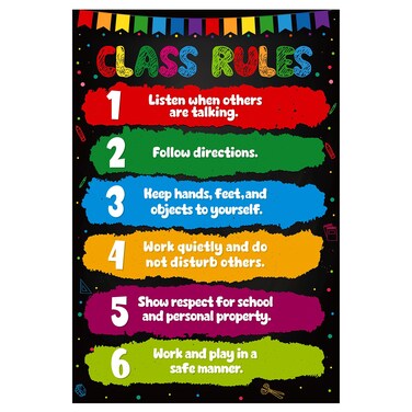 D24TIME Classroom Rules Poster-16.5" x 11.2" Class Rules Poster Educational Posters for Classroom Decorations Elementary Preschool Middle High School Back to School Decorations Teacher Supplies