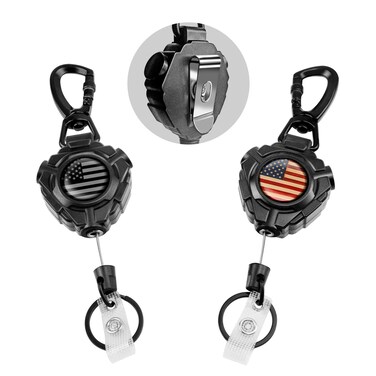 bolimoss 2 Pack Retractable Keychain with Belt Clip, Heavy Duty 360&deg; Swivel Carabiner Key Chains, Impact Resistance ID Badge Reels with 31.5&rdquo; Wire Rope and Key Ring, Up to 10 oz (US Flag