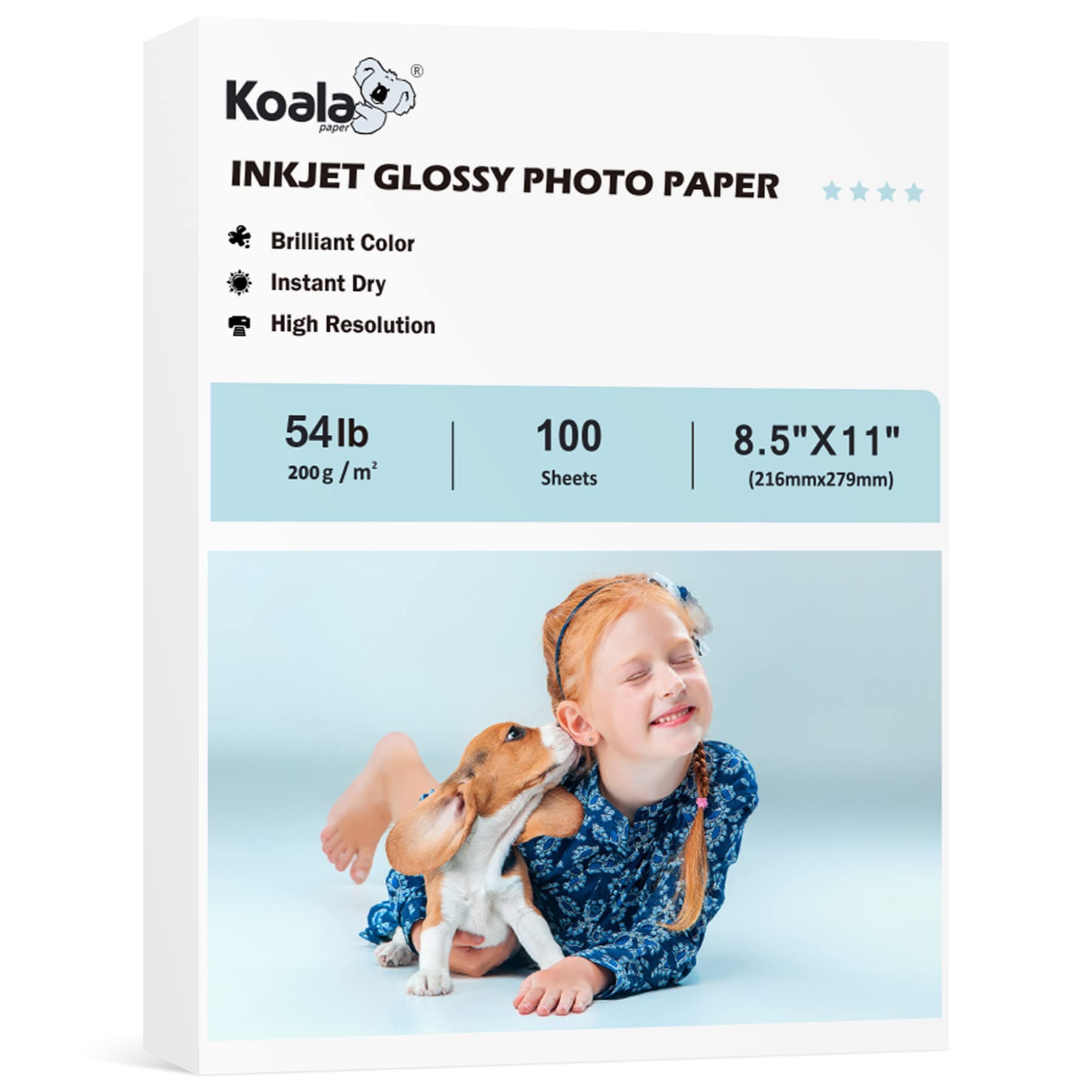 كوالا بيبر Koala Paper Glossy Inkjet Photo Paper Thick 8 5x11 Inches 100 Sheets 8.5x11inches