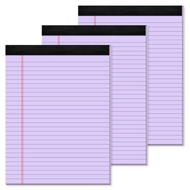 MuiAng 3 Pack Purple Legal Pads 8.5 x 11 Inch Purple Note Pads Wide Ruled Purple Notepad 8.5 x 11 Purple Paper Writing Pads 30 Sheets Perforated Notepads with Sturdy Backing for Home, Office, School