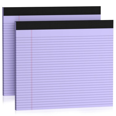 2 Pads Note Pads 11" x 9.5" Legal Pads College Ruled Notepad Micro Perforated Writing Pads Purple Lined Paper 80GSM College Ruled Paper Pad of Paper 30 Sheets Notebook for School, To-Do Lists, Office