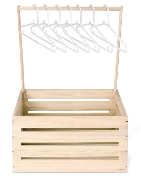 Suzile Wooden Baby Shower Crate Closet, Wood Hamper New Baby Gift Basket with Handle Gender Reveal Storage Box Personalized Baby Gifts for Pregnancy New Parent(Wood Color,Classic)