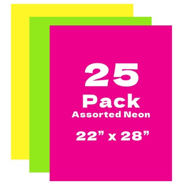 ArtSkills 22" x 28" Poster Board, School Project Supplies, Neon Assorted, Bulk 25-Pack