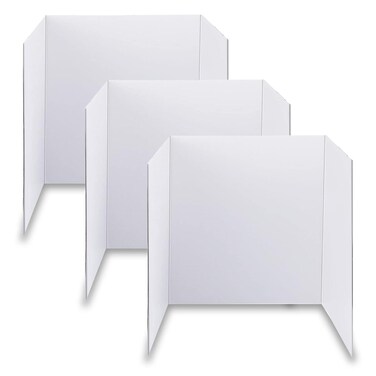 LonlyEagle Trifold Poster Board, 24" x 16", 3-Pack, White Corrugated Project Boards for Science Fairs, School Projects, Event Displays, and Business Presentations