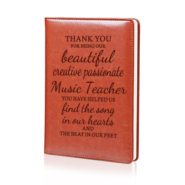LBWCER Music is What Feelings Sound Like Leather Journal Notebook Music Teacher Gift Musical Note Charm Leather Journal Notebook Gift (Music teacher)