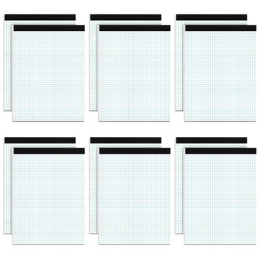 Graph Paper Pad 8.5 x 11, 12 Pack Graph Paper Notebook, 4x4 Graph Ruled, Grid Paper Pad 8-1/2&quot; x 11&quot;, Blueprint Quadrille Pads, Grid Paper Notebook 8.5 x 11, White 70 GSM Graft Paper, 30 Sheets/Pad