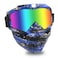 EKIND Tactical Mask, Retro Motorcycle Goggles with Removable Face Mask   Safety Goggles Mask UV400 Protection Compatible for Nerf N-Strike Elite Toy Gun Game Rival Ball (Blue Texture)