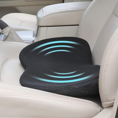 LARROUS Car Seat Cushion for Car Seat Driver- Memory Foam Car Seat Cushions for Driving - Low Back &amp; Tailbone Pain Relief Car Seat Pad (Black)
