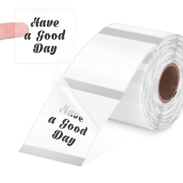 500 Pieces 2'' x 2'' Clear Thermal Sticker Labels Transparent Thermal Labels Square Thermal Label Stickers Self-Adhesive Printable Waterproof Labels for M221 PM-246S PL70E-BT Most Label Printer Maker