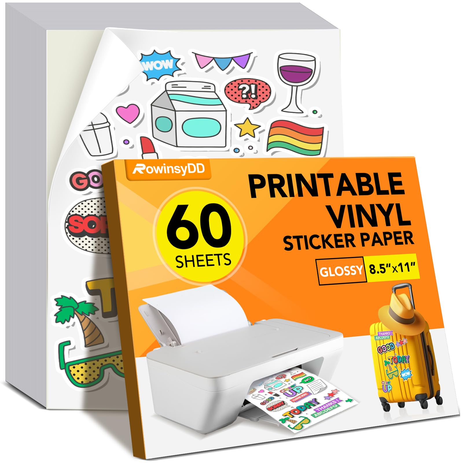 Rowinsydd Rowinsydd Sticker Paper For Inkjet Printer 8.5x11in