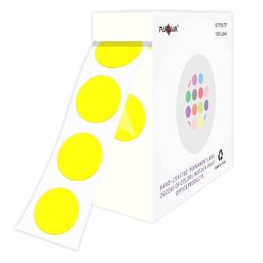PARLAIM 0.75" Round Color Coding Circle Dot Stickers in Roll, 1000 Labels, 3/4 inch for Yard Sale, Yellow