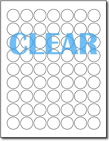 Crystal Clear Labels for Laser Printers - 1" Round - 63 per Sheet - 10 Sheets / 630 Circular Labels