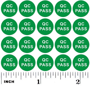 900 Green QC Passed Stickers Small 0.4&rdquo; Round Shape Adhesive Labels Warehouse Inventory Quality Control Check Tested Pass Approval Circle Dot Kiss Cut Test Approved