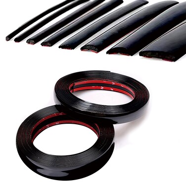 16Ft Glossy Black Automotive Car Exterior and Interior Molding Trim Universal Bumper Window Door Body Side Decorative Strip Scratch-Proof (Width: 1/4 inch (6mm))