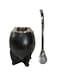 ALMAOS Premium Yerba Mate Gourd (Mate Cup) - Uruguayan Mate - Argentinian Yerba Mate Set - Leather Wrapped - Includes Stainless Steel Bombilla (black)
