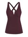 ZAFUL Tankini Tops for Women Tummy Control Bathing Suit Tops Only Split Neck Modest Swimsuit Swim Tank Top No Bottom