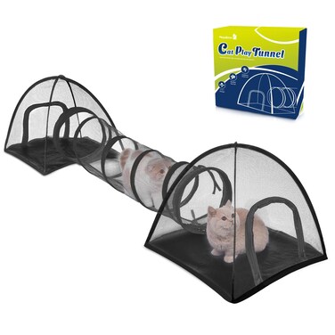 Msutree Outdoor Cat Tunnel, Pop Up Cat Tent - Outdoor Cat Playpen, Tents for Small Animals, Provides Double Fun with 2-Way Cat Playpen, Cat Tents for Outside