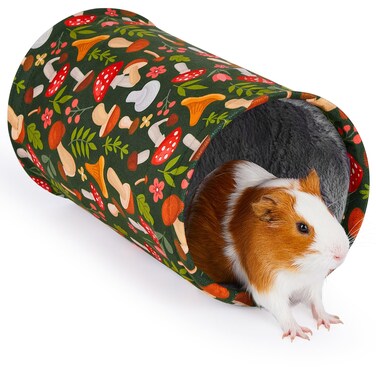 Glittme Guinea Pig Tunnel Washable Guinea Pig Hideout Portable Rabbit Tunnel Soft Ferret Tunnel for Playing Resting Guinea Pig Accessories for Guinea Pig, Hedgehogs, Hamster,Mushrooms