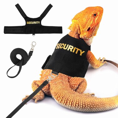 TUKOAW Bearded Dragon Harness and Leash Set - Escape Proof Adjustable Lizard Reptiles Harness with 5 ft Short Leash for Walking Outdoor