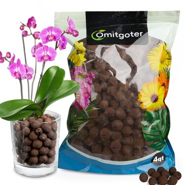 Omitgoter Clay Pebbles Leca Balls for Plants 4qt，6mm - 12mm Clay Balls for Hydroponic, Terrarium, Potted Plants, Lightweight &amp; Drainage