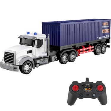 CALEST Remote Control Semi Truck with Trailer -24 Inch Semi Truck Toy for Kids,1:24 Container Truck with LED Lights &amp; Music, Great Gift for Boys Girls