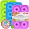 Keliwa Silicone Donut Mold for 6 Doughnuts,Donut Pan Silicone Baking Mold,Non-Stick Silicone Doughnut Pan Set,Make Perfect Donut Cake Biscuit Bagels,Just Pop Out - 3 PCS - Purple, Blue, Green
