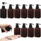 Domensi 12 Pcs 100ml /3.4 oz Pump Bottle Mini Travel Bottles Small Dispenser Bottles Plastic Pump Lotion Dispenser Empty Bottle Square Dispenser Travel Size Containers Toiletries (Brown)