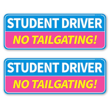 Student Driver Magnet for Car - 2-Pack Reflection Magnetic Bumper Sticker Set - Apologies in Advance &amp; NO Tailgating! - Removable Novice Driver Safety Attention Sign (Blue)