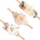 PABOBIT Baby Girl Flower Nylon Headband-Elastic Hair Band Handmade Bow For Newborn Infant Toddler Pack of 3 (Beige)