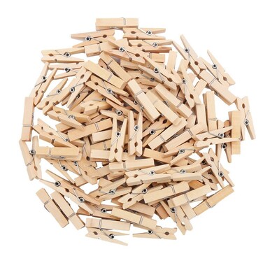 DECORA 3.5cm Sturdy Natural Wooden Mini Clothespin 100 Pieces in One Package