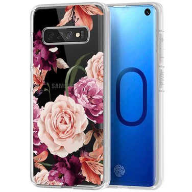 sidande Case for Galaxy S10 Case (Not Fit S10 5G), Samsung S10 Case for Girls Women, Shockproof Clear Soft Flexible TPU Slim Phone Protective Case Cover for Samsung Galaxy S10 6.1 inch (Purple Flower)