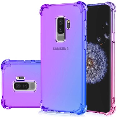Gufuwo Case for Samsung S9 Plus (Not fit Galaxy S9), Galaxy S9+ Cute Case Girls Women, Gradient Soft Clear TPU Phone Case Cover Shockproof Case for Samsung Galaxy S9 Plus (Purple/Blue)