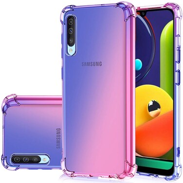 Gufuwo Case for Samsung A50, Galaxy A30S Case, Galaxy A50S Cute Case Girls Women, Gradient Slim Anti Scratch Soft Clear TPU Phone Case Cover Shockproof Case for Samsung Galaxy A50 (Blue/Pink)