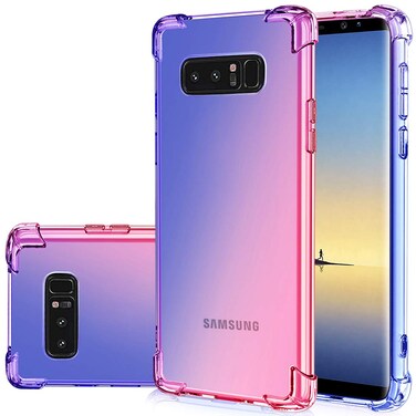 Gufuwo Case for Samsung Note 8, Galaxy Note 8 Cute Case Girls Women, Gradient Slim Anti Scratch Soft Clear TPU Phone Case Cover Shockproof Case for Samsung Galaxy Note 8 (Blue/Pink)