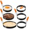 Patelai 6 Pcs Professional Egg Ring Pancake Ring Set Stainless Steel Fried Egg Ring Griddle Pancake Shapers with Silicone Handle for Breakfast Omelette Sandwich(Egg Ring,4 Inch, 6 Inch, 8 Inch)