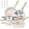 Pots and Pans Set Non Stick,12 Pcs Kitchen Cookware Sets Nonstick Induction Cookware White Granite Cooking Set with Frying Pans, Saucepans, Steamer Silicone Shovel Spoon &amp; Tongs (NO PFOS, PFOA)