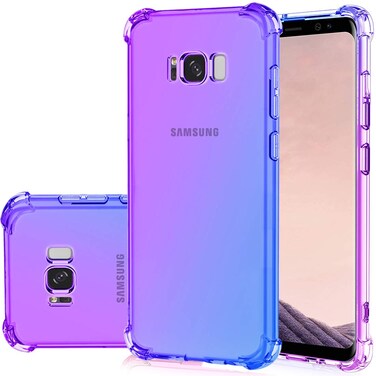 Gufuwo Case for Samsung S8, Galaxy S8 Cute Case Girls Women, Gradient Slim Anti Scratch Soft Clear TPU Phone Case Cover Shockproof Case for Samsung Galaxy S8 (Purple/Blue)