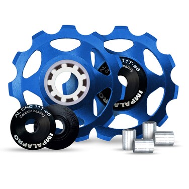 IMPALAPRO Bike Set of 2 Ceramic Jockey Wheels 11t - Derailleur Pulley - Jockey Wheel Shimano - Jockey Wheels 11 Speed - Pulley Sram - Shimano Jockey Wheels (3. Blue)