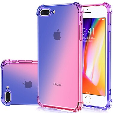 Gufuwo for iPhone 8 Plus Case, iPhone 7 Plus Case, Gradient Slim Anti Scratch Soft Clear TPU Phone Case Cover Shockproof Case for iPhone 7 Plus/8 Plus (Blue/Pink)