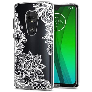 Ueokeird Phone Case for Moto G7/Moto G7 Plus Case Girls Women, Slim Shockproof Clear Floral Pattern Soft Flexible TPU Protective Cover for Motorola Moto G7/Moto G7 Plus (Mandala)