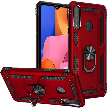 Yerebel for Galaxy A20S Case/for Samsung A20S Phone Case, [Military Grade] [Metal Ring][Magnetic Support] Defender Heavy Duty Armor Cover for Samsung Galaxy A20S red