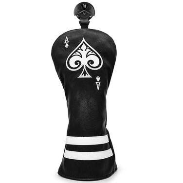 Rotatable Golf #2 3 4 5 6 Ut Hybrid Headcover Head Cover Ace of Spade Golf Rescue Hybrid Cover- Black (PU) Leather Golf Club Head Cover Designed for Hybrids