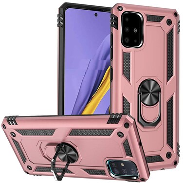 Yerebel for Galaxy A51 Case/for Samsung A51 Phone Case, [Military Grade] [Metal Ring][Magnetic Support] Defender Heavy Duty Armor Cover for Samsung Galaxy A51 Rose Gold