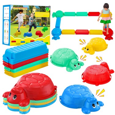 Balance Beams Stepping Stones For Kids - 12 Piece Turtle Jumping Stepping Stones Balance Beams, Toddler Indoor or Outdoor Play Obstacle Course, Sensory Play for Active Kids Ages 2 3 4 5 6 Year Old